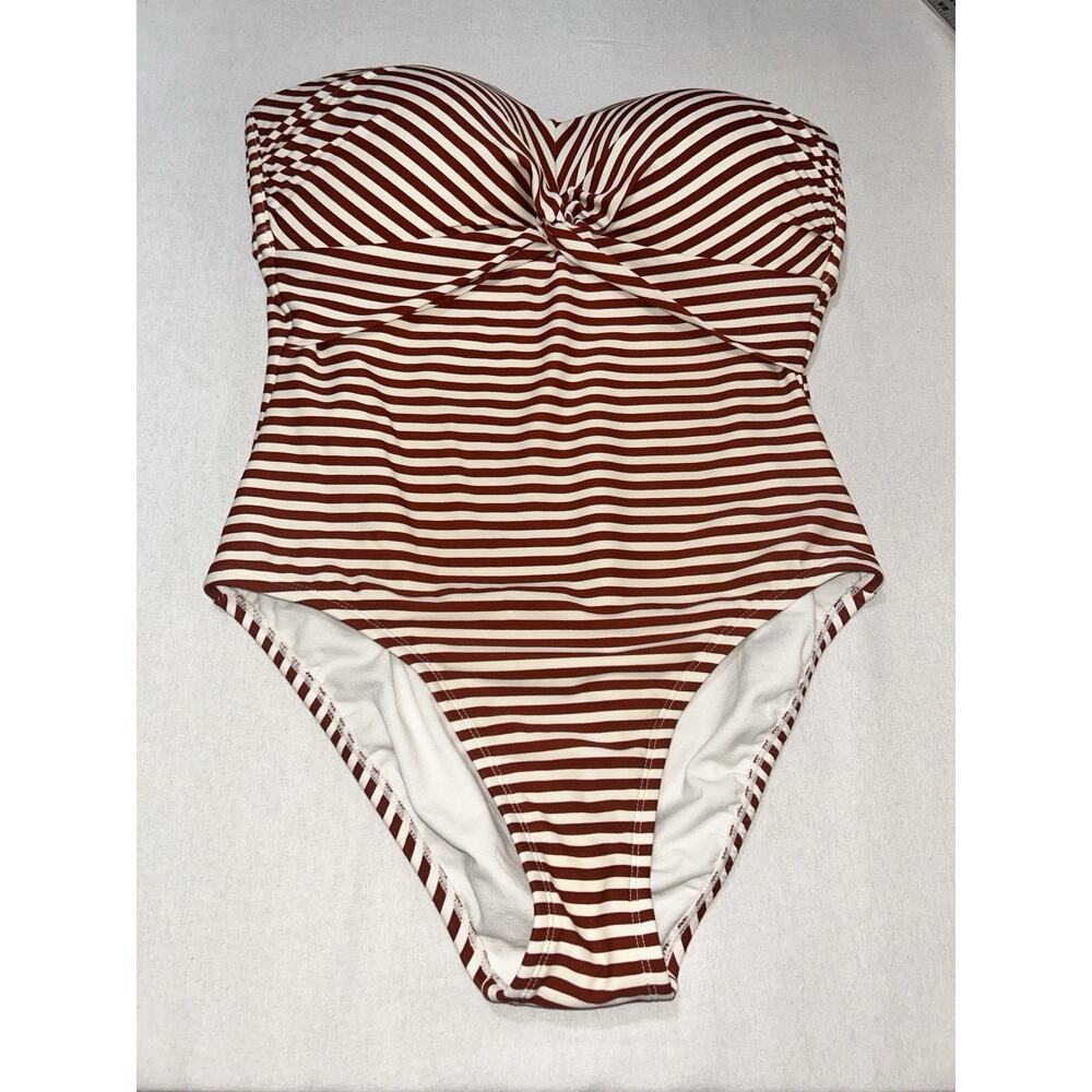 Women’s‎ Swimsuit One-Piece Kona Sol Red White Stripe Size M Medium 8-10